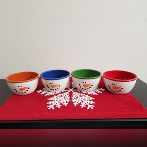 LTD Commodities Snowman Cereal Popcorn Snack Christmas 12 oz Bowls Set of 4